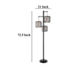 Lany 73 Inch Floor Lamp, 3 Hanging Lantern Style Shades, Black Iron
