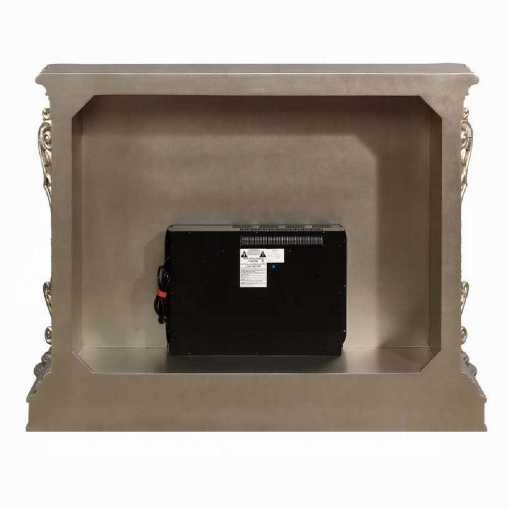 Mas LED Electric Fireplace, Touch Panel, 69 Inch, Classic Silver Resin