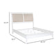 Heo King Size Bed, Sleigh Beige Upholstered Headboard, White Wood