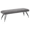 Donne Dining Bench Gray Fabric and Foam Cushion, Metal Legs, 58 Inch