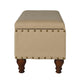 Fabric Upholstered Wooden Storage Bench With Nail head Trim Large Tan Brown - K6159-F1399 By Casagear Home KFN-K6159-F1399