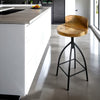 Pia 30-35 Inch Industrial Style Adjustable Swivel Bar Stool With Backrest By The Urban Port