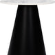 Riko Side End Table, White Natural Marble 18 Inch Round Top, Modern Black Pedestal Base By The Urban Port