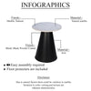 Riko Side End Table, White Natural Marble 18 Inch Round Top, Modern Black Pedestal Base By The Urban Port