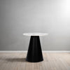 Riko Side End Table, White Natural Marble 18 Inch Round Top, Modern Black Pedestal Base By The Urban Port