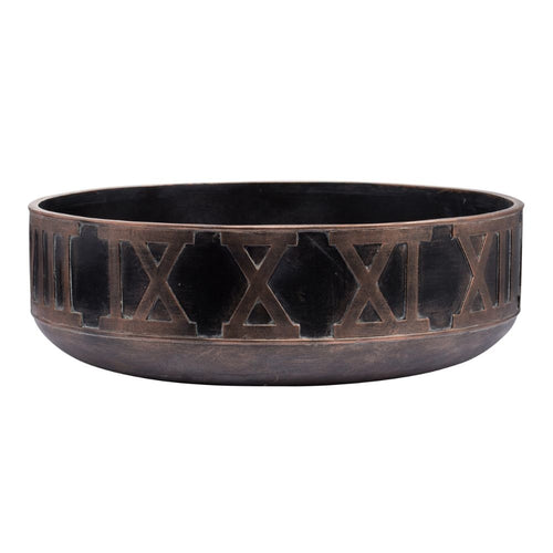 18 Inch Decorative Bowl, Handcrafted Round Shaped Black Polyresin Frame By Casagear Home